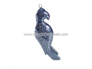 Hematite Parrot 20x60mm Pendant